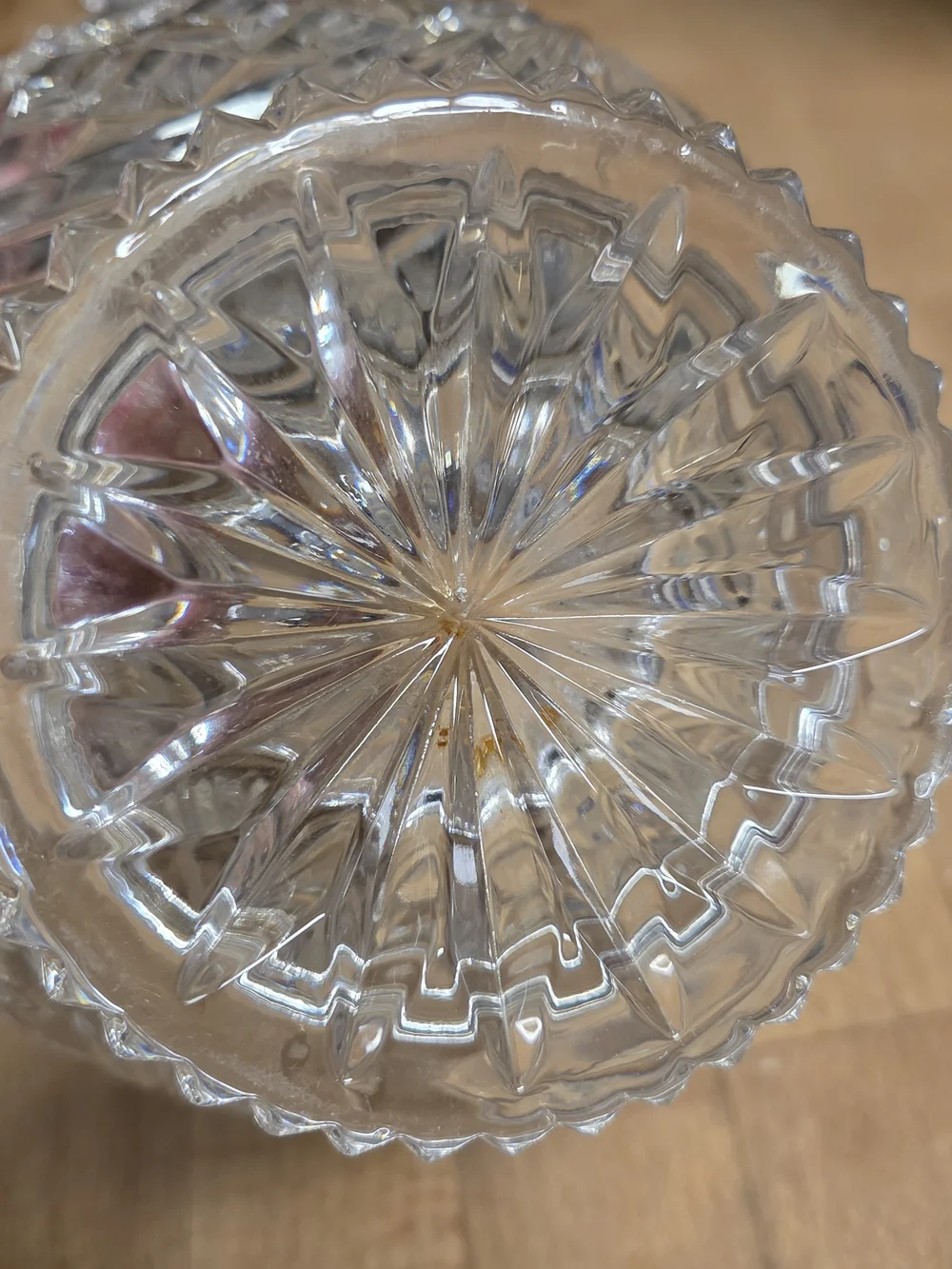 Vintage clear lead crystal footed candy dish with a lid